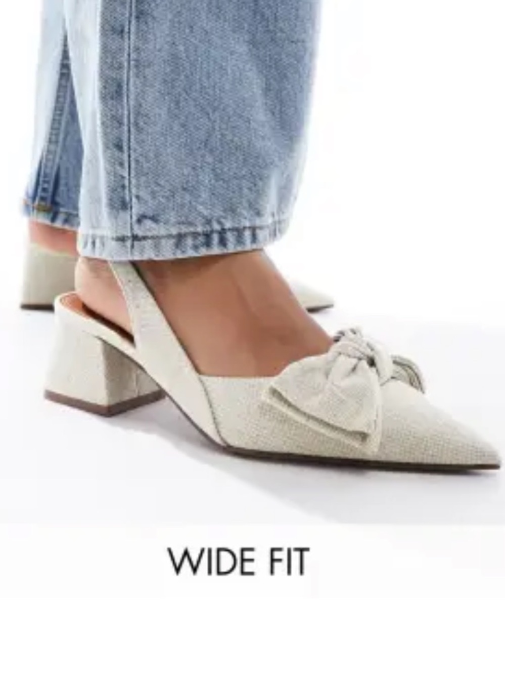ASOS design sling back cream linen bow heel